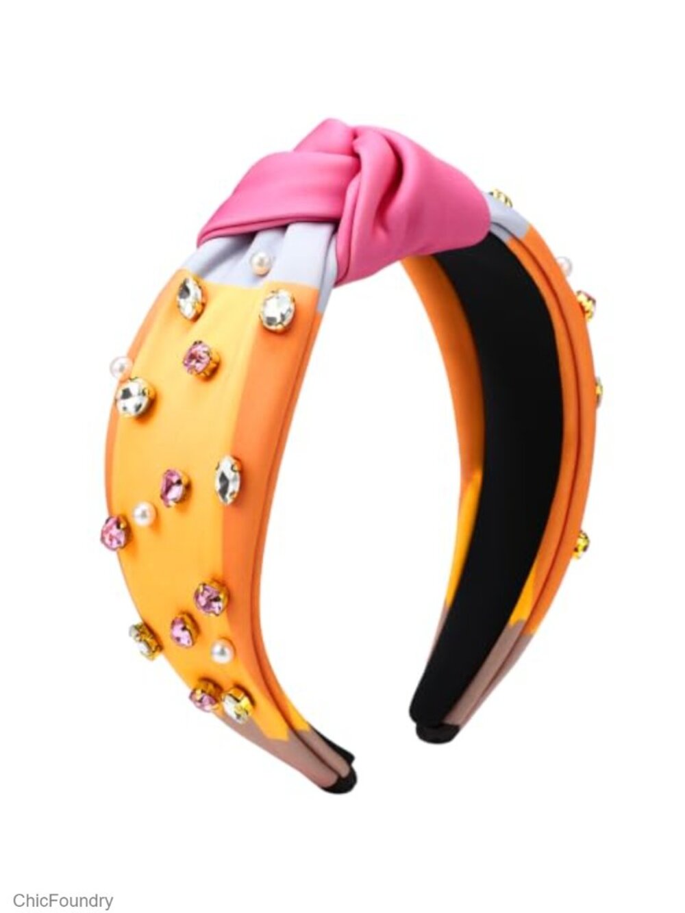Knotted Headband with Pencil Rhinestone Pearls Teacher Gift Polyester